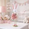 Standing Flower Rabbit Figurine Cute Bunny Doll Figures Easter Bunny Ornament  Kids Gifts