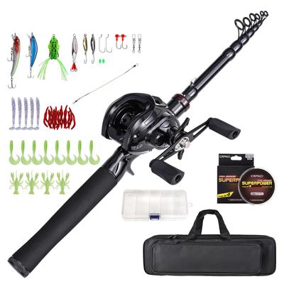 Fishing Rod & Reel Combo Set  Portable Telescopic 180cm/210cm with Spinning Reels Bait and Hook