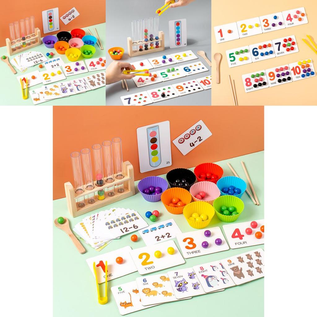 Wooden Montessori Addition And Subtraction Math Toy With Bead Matching For Early Learning