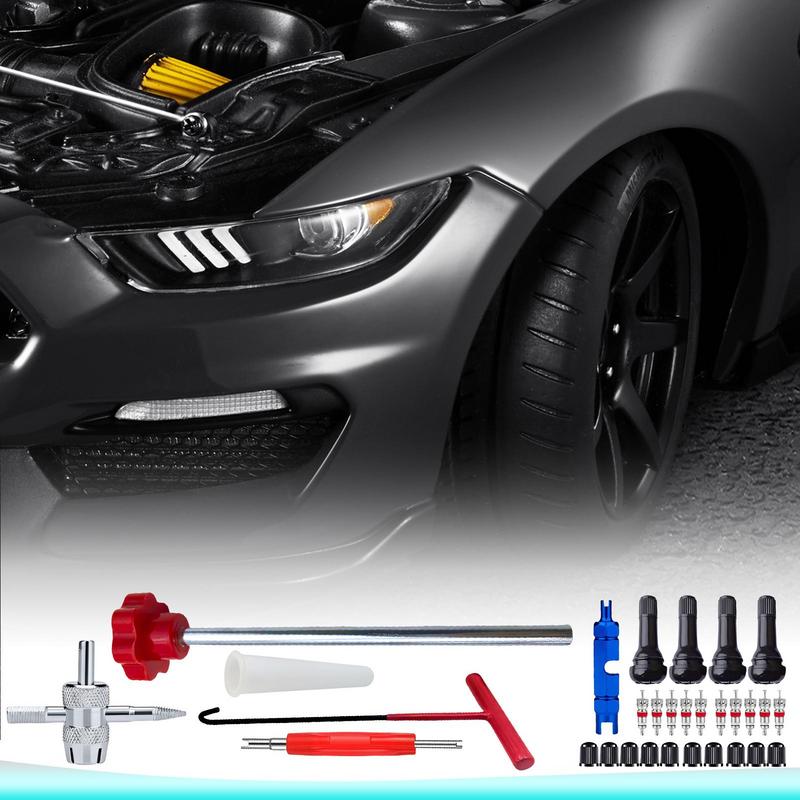 30pcs Car Quick Change Tire Valve Tool Kit Valve Stem Tire Valve Stem Replacement T-Hook Motorcycle Car Accessories