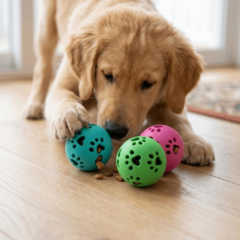 Washable Treat Dispensing Ball TPR Rubber Dog Molar Toy Safe Dog Chew Ball Interactive Play