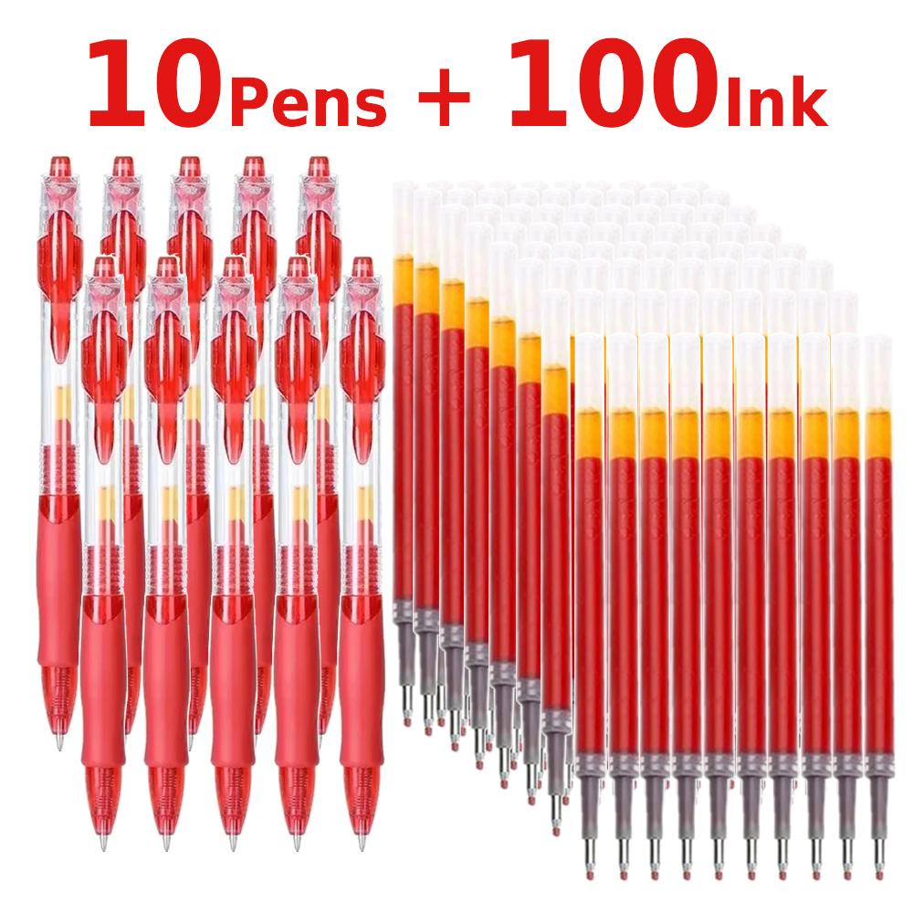 

Retractable Gel Pens Set Black/Red/Blue Ink Ballpoint for Writing Refills Office Accessories School Supplies Stationery