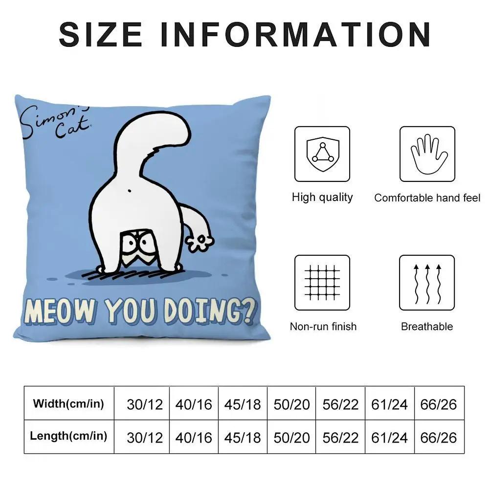 Cartoon Cute S_Simons Cat Cushion Cover Silky Short Plush Double-Sided Printed Pillow Case For Sofa All Seasons Home Decor Gift