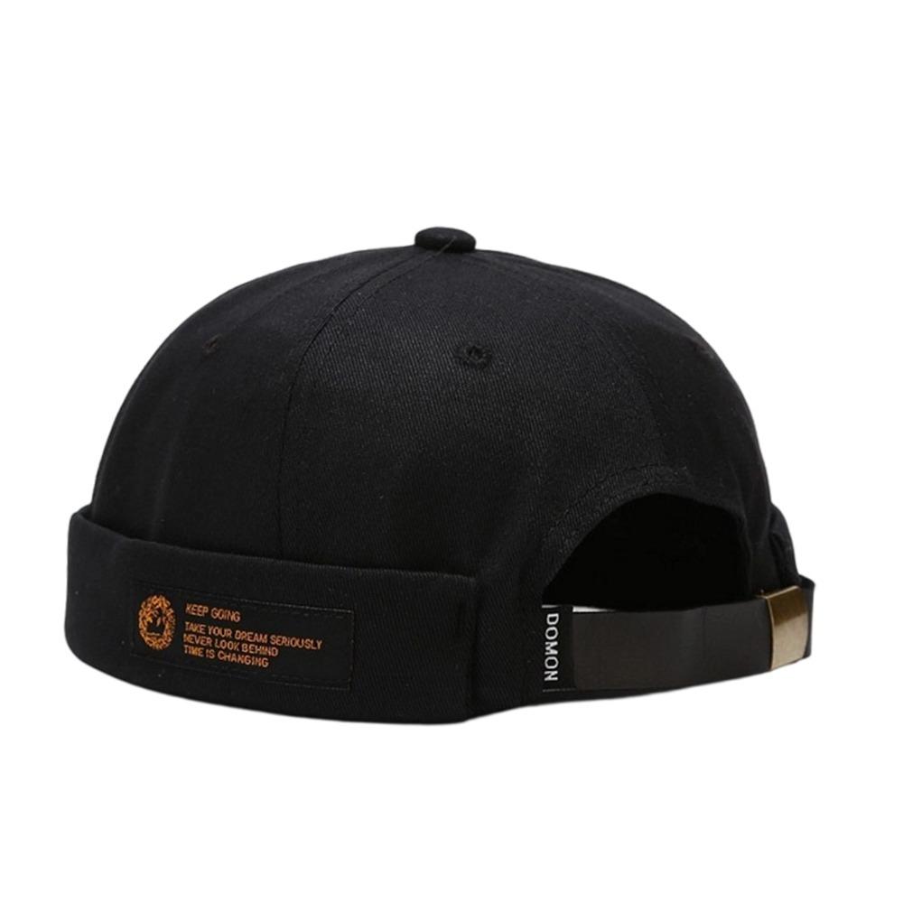 Fashion Hip Hop Beanie Street Hat Cotton Adjustable Skullcap Retro Letter Solid Color Melon Beanie Cap Outdoor чёрный