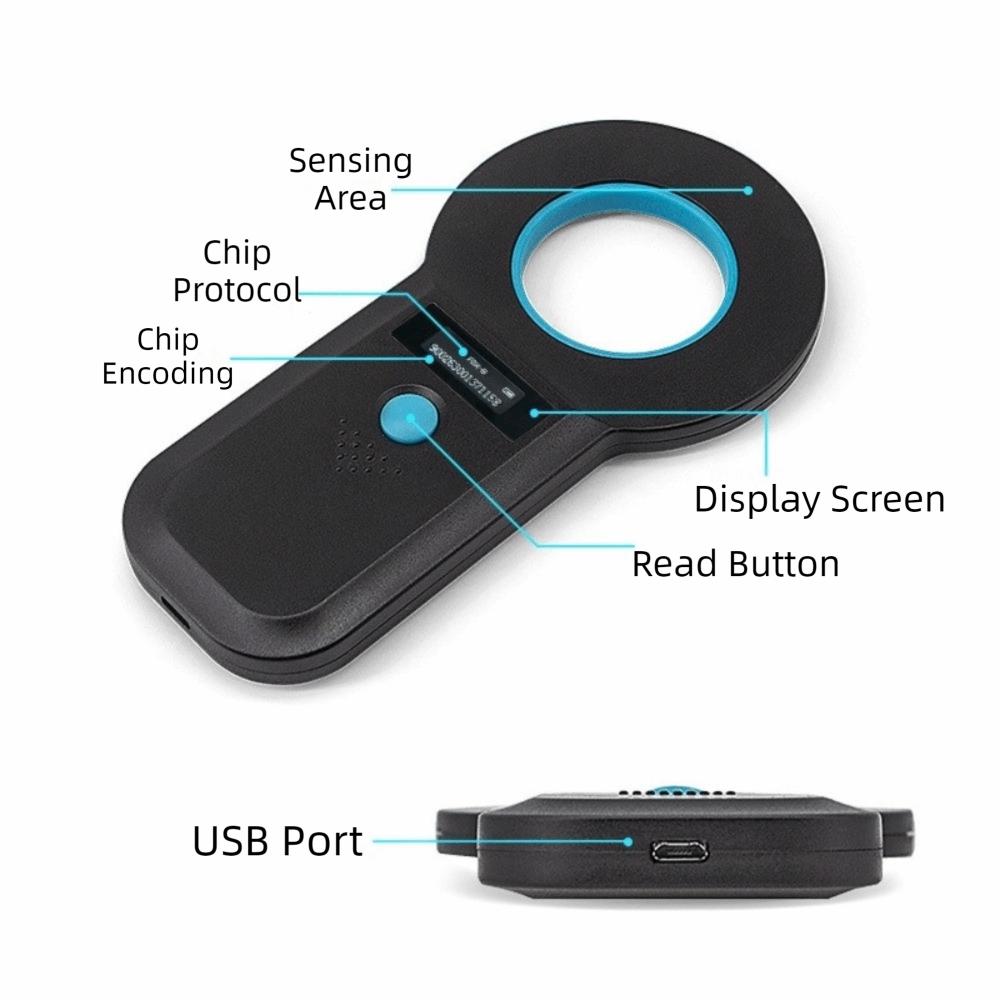 Handheld-Tier-RFID-Lesegerät Tragbarer Haustier-Chip-Scanner Tier-Tag-Lesegerät Haustieridentifikation