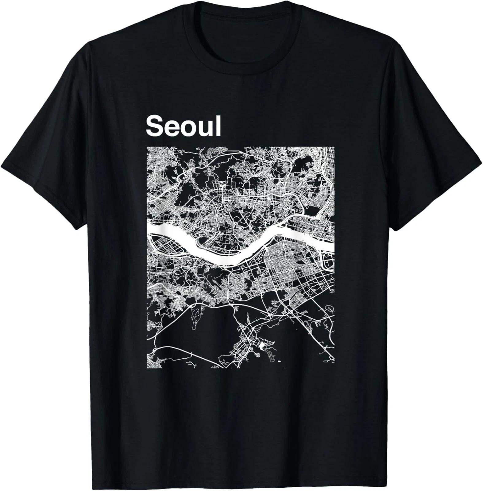 NEW LIMITED Funny Map Seoul South Korea Classic City Map Graphic T-Shirt XXXL