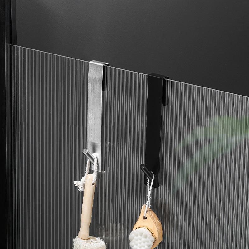 Stainless Steel Hook Double Hook Free Punching Kitchen Bathroom Cabinet Door Without Trace Hook Towel Storage Punch-free Hanger