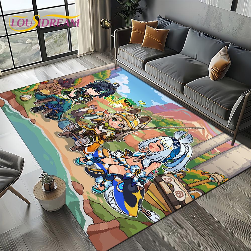 2025 New Cartoon Genshin Impact Character Solo Game Carpet Rug for Living Room Bedroom Home Sofa Decoration,Non-slip Floor Mat
