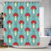 Red White Mushroom Pattern Bathroom Shower Curtain Turquoise Blue Fabric Decorative Waterproof Bath Mat Cover Home Decor