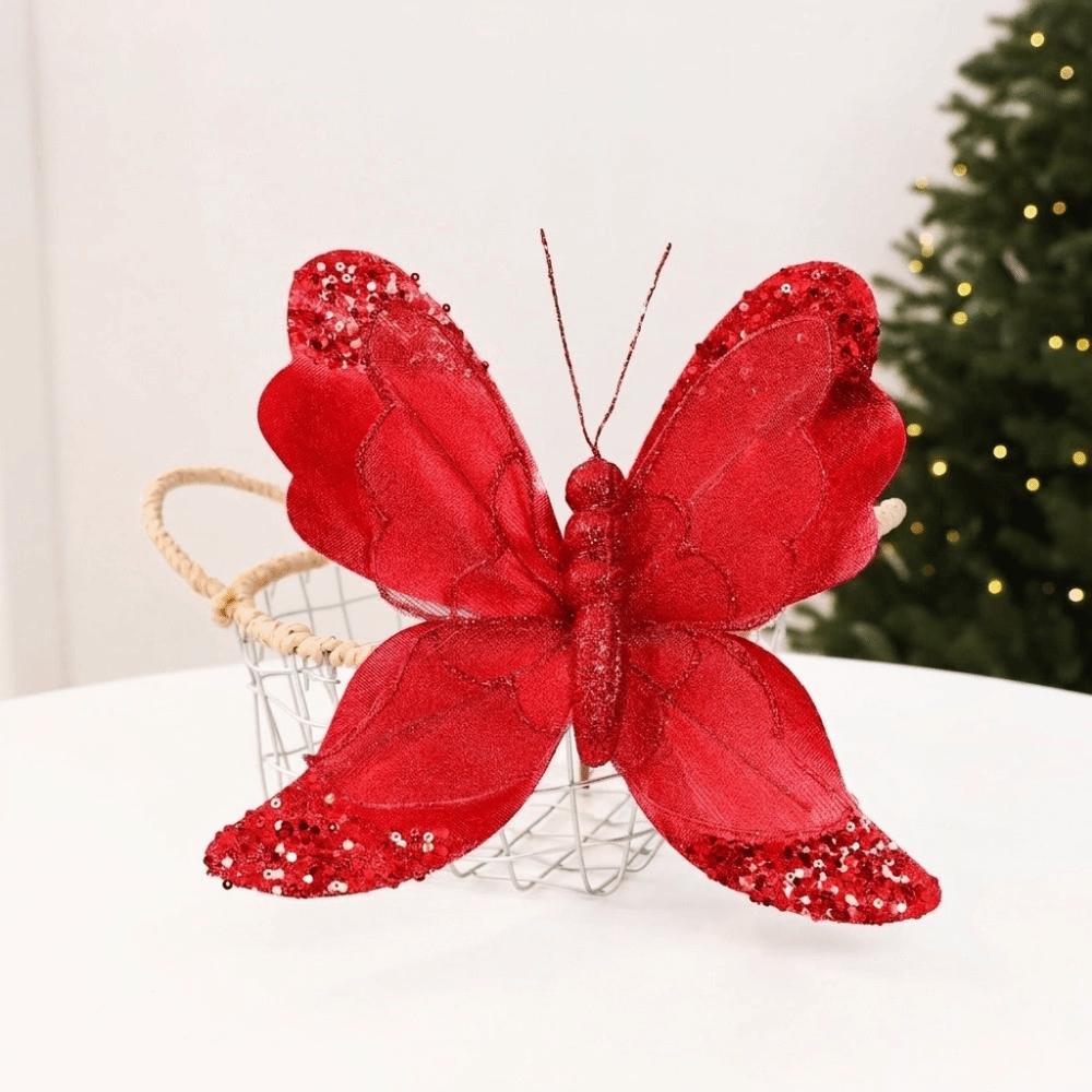 Shining Christmas Butterflies Ornaments DIY Butterfly Hanging Decor  New Year Celebration