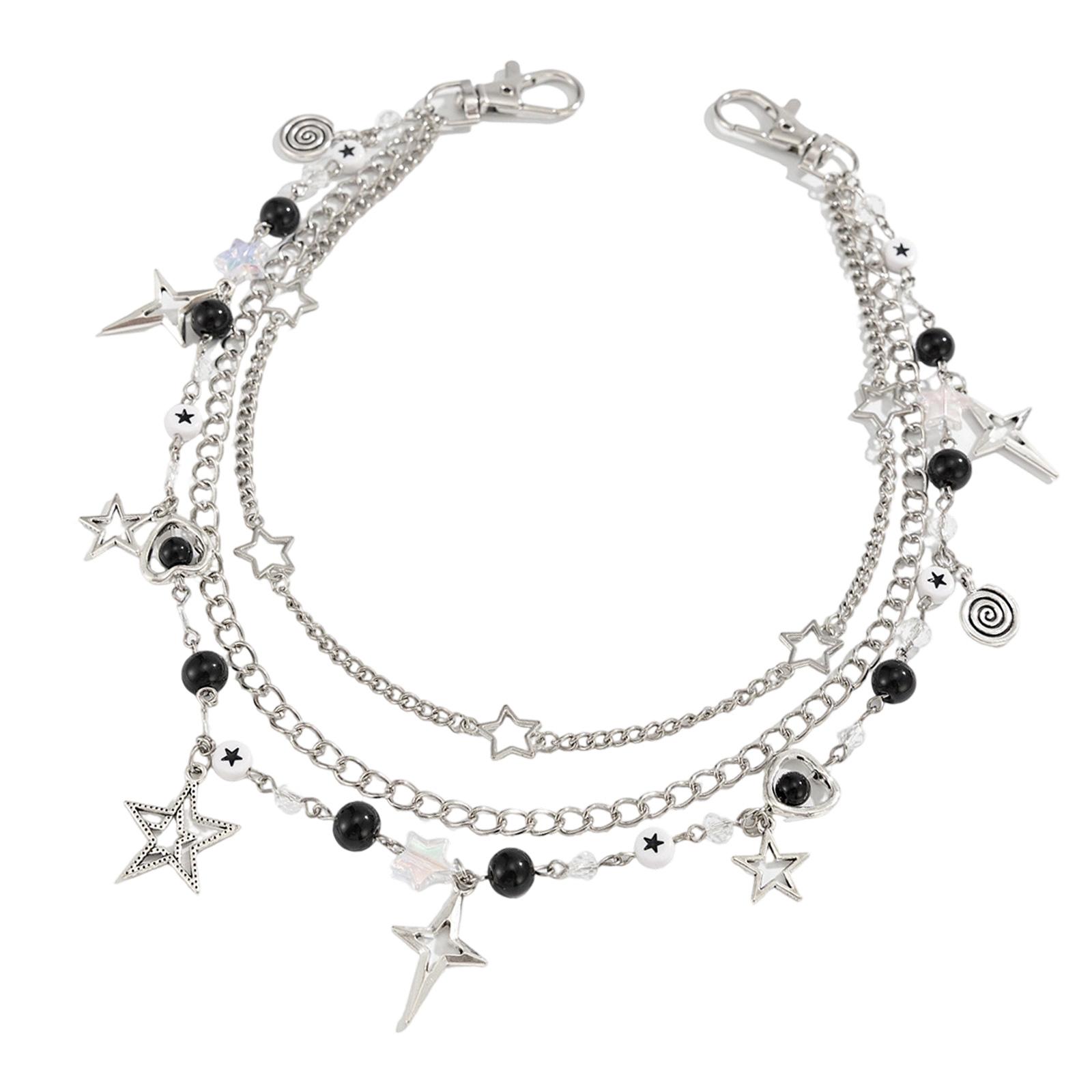 

Vintage Inspired Iron Alloy Pearls Chain Keychain Sturdy Decorative Waist Accessory