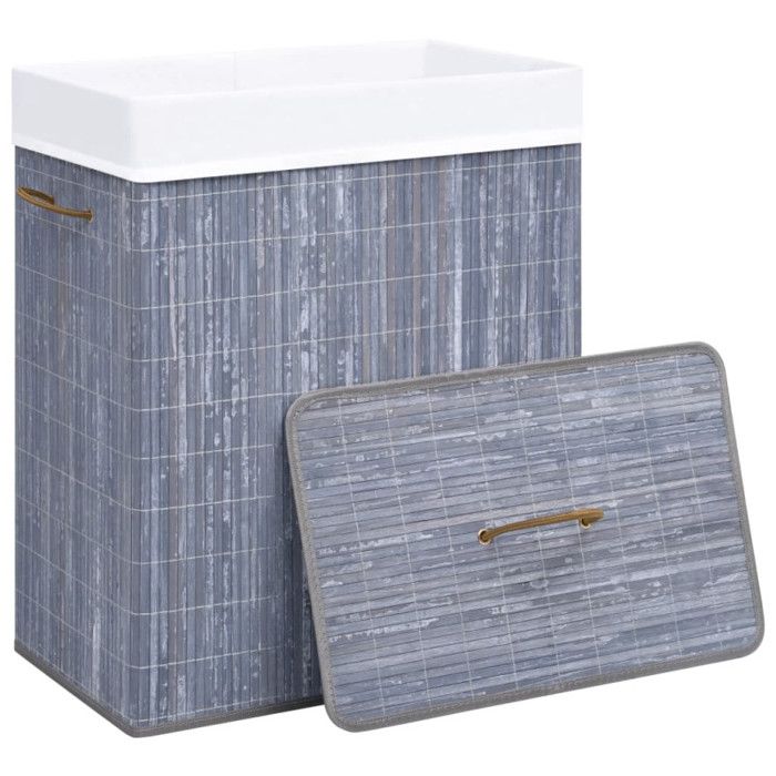 VidaXL Panier à linge avec une seule section bambou gris 83 L 320756