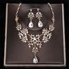 Fashion Necklace And Earrings Set - Leaf And Droplet Wedding Set - Bride's Jewelry Set