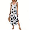 Women's Summer Long Dress, Sleeveless With Side Slits, Long Floral Printed Camisole Dress