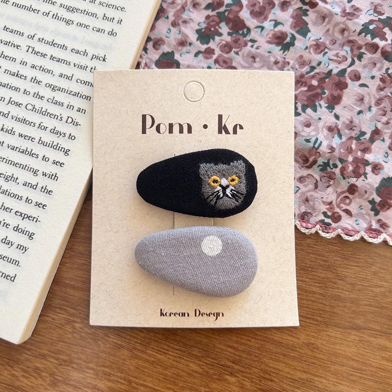 

Милая вышивка кошки Заколка для волос в горошек - Детский осенне-зимний модный аксессуар