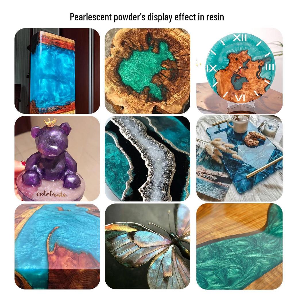 Mermaid Slime & Epoxy Mica Powder - 30 Colors Pearlescent Crystal Clay in Large Bottle