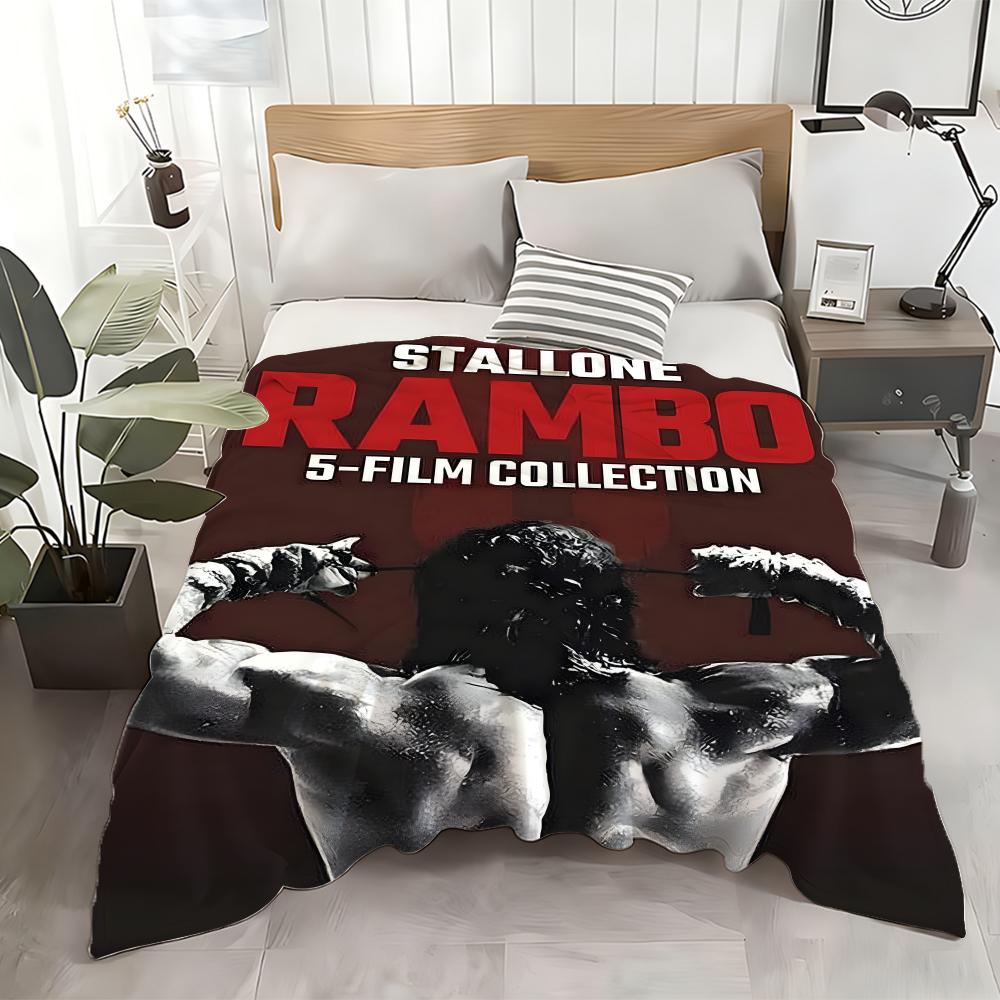 Movie Rambo Throw Flannel Throw Blanket: Soft Kid-Friendly Warm Anti-Static All Season Washable Couch Bed Home