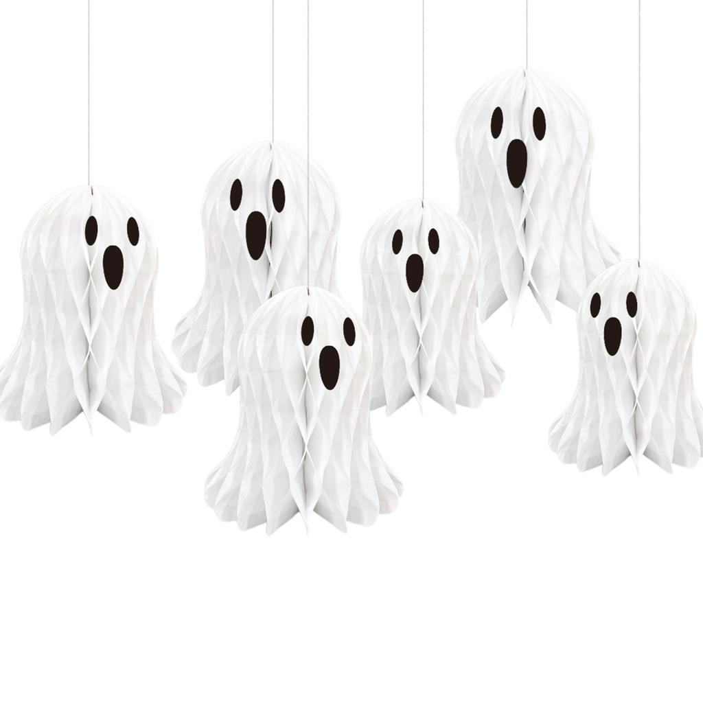 Halloween Honeycomb Ghostly Ornament Reusable 3D Paper Lanterns Wall Hanging Halloween Party Decoration for Indoor