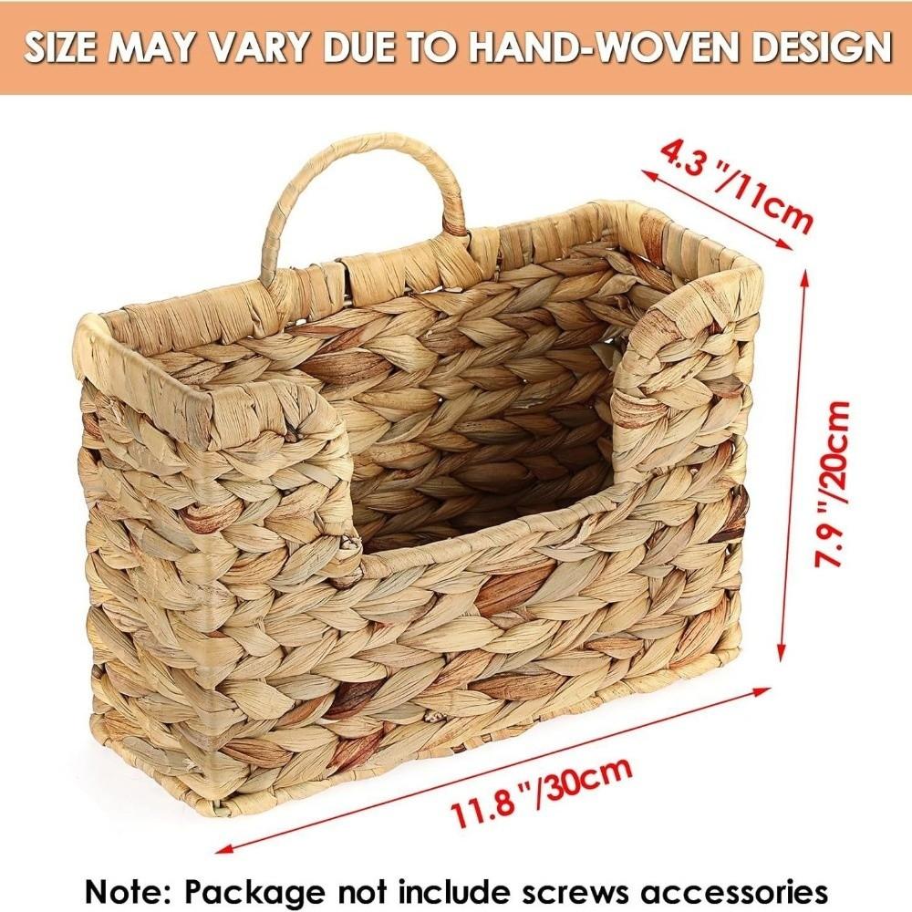 Woven Design Woven Hanging Magazine Holder Wall Mounted Handmade Storage Basket Eco-Friendly Decorative Magazine Rack Home Use