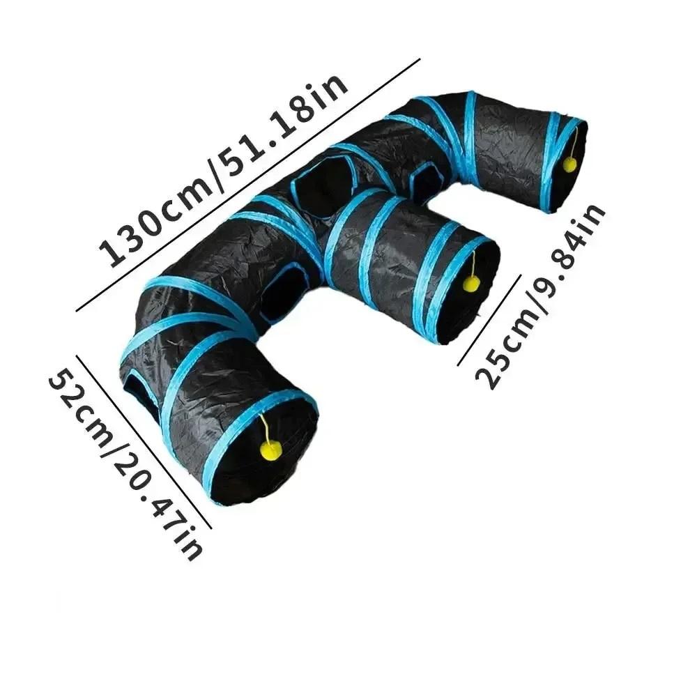 Blue Black Cat Tunnel Toy Foldable Play Tube Fun Pop-Up Hideaway Interactive Chase Game Durable Pet Playhouse for Indoor Kittens