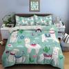 Cute Cartoon Llama Alpaca Print Bedding Set 1 Duvet Cover 1/2 Pillowcases Adult and Children Bedding Set Luxury Gifts