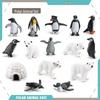 Wild Arctic Animal Set - Penguin, Polar Bear, Igloo Models for Desktop Decoration
