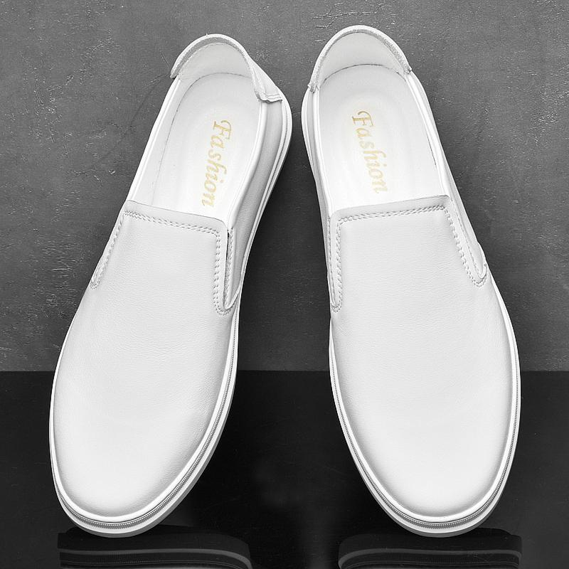 Marca di Moda Scarpe Casual da Uomo Vera Pelle Uomo Stringate Traspiranti Morbide Sneakers Bianche Casual Ballerine Scarpe da Uomo Scarpe Slip-On