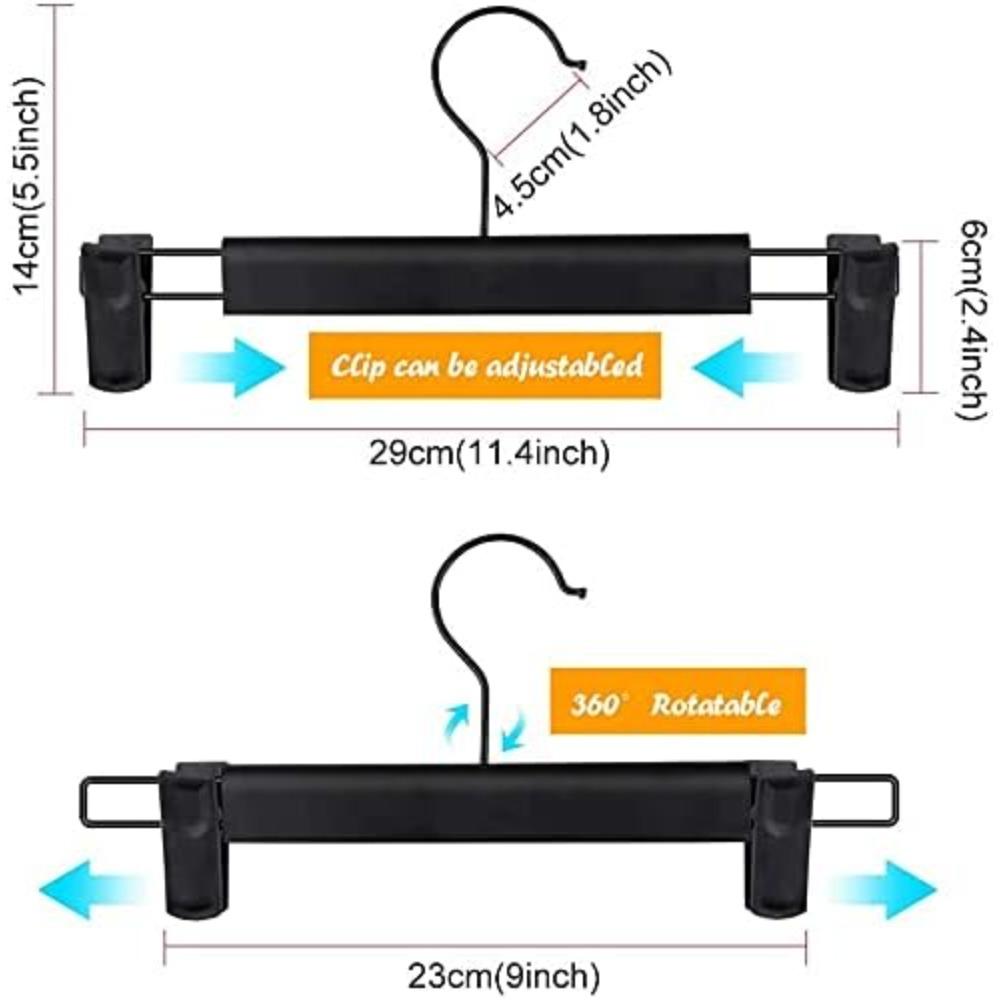 Hosenbügel mit Clips, Rockbügel, 360° drehbare Haken, platzsparende Kleiderbügel für Hosen, Röcke, Kleidung, Jeans