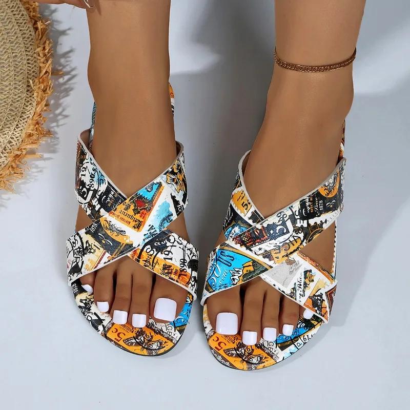 Fashion 2025 Summer Open Toe Women's Slippers Fashion Outdoor Casual Color Matching Plus Size Light Concise Best Seller Flat Slippers