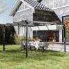 Gazebo Pergola 4x4 M with Retractable Canopy, 8 Screws and 8 Stakes In Aluminum, Polyester and Metal, White