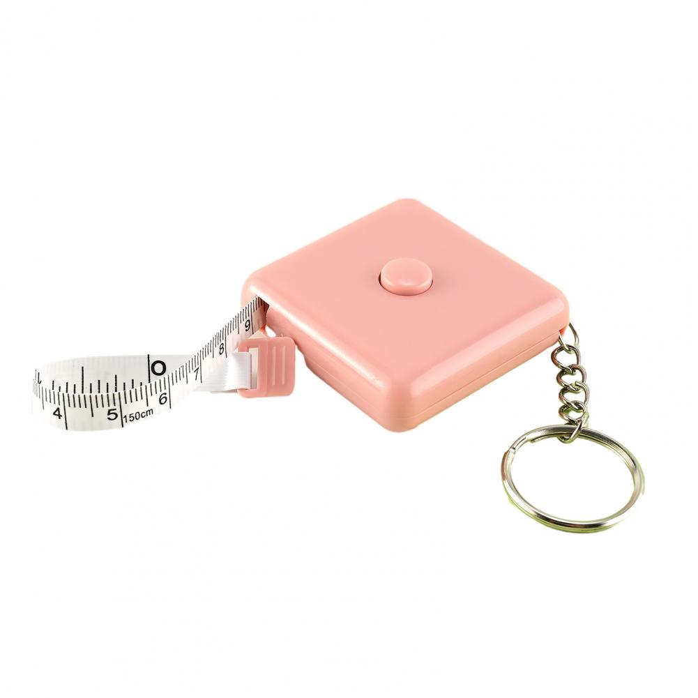 Square Tape Measure Retractable Measuring Tape Square Retractable Tape Measure Keychain Portable Mini Double-sided Soft розовый