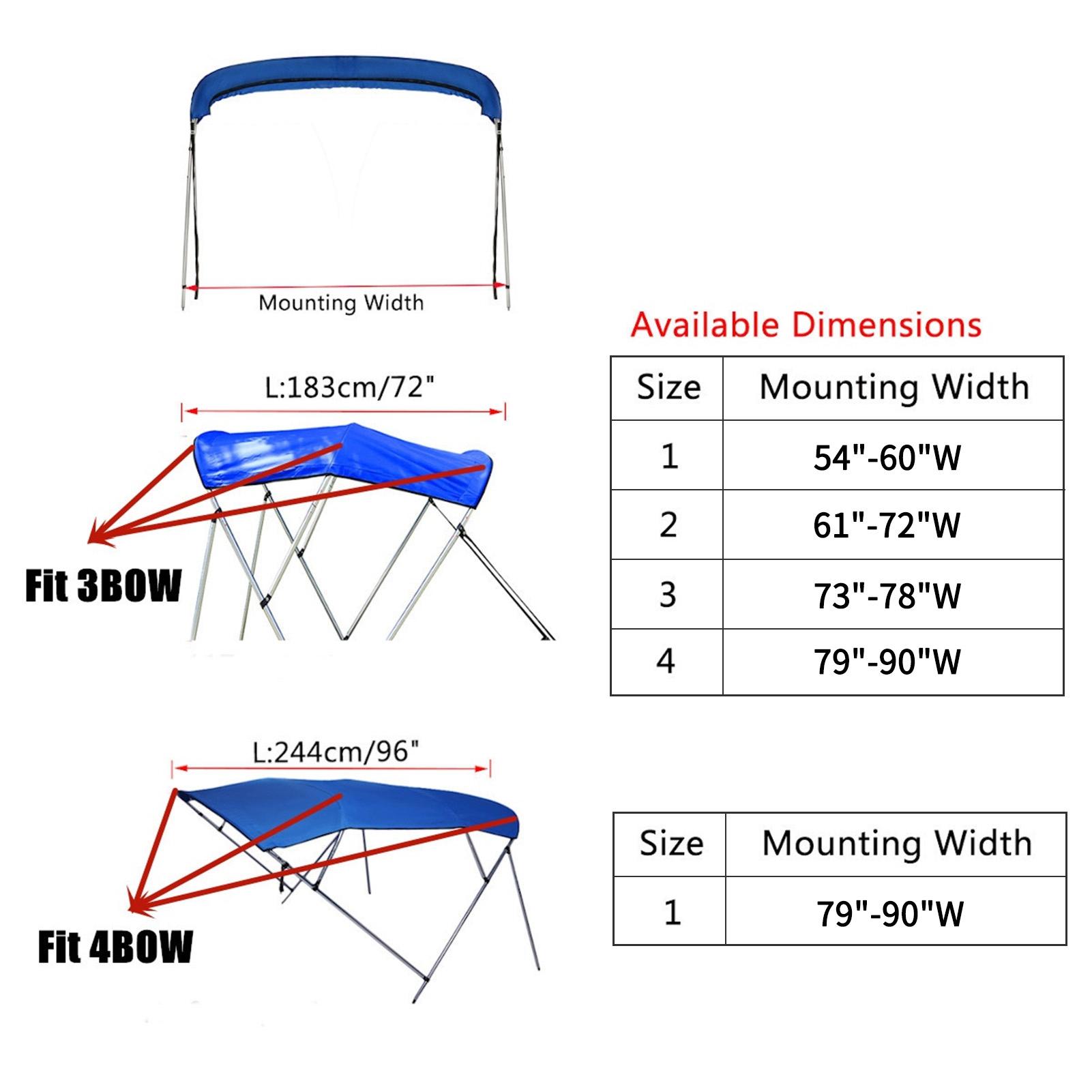 

Waterproof and UV Resistant Boat Cover Canvas Yacht Awning Top Cover with Zipper without Frame Fits 3 Bow 61 72 W синий