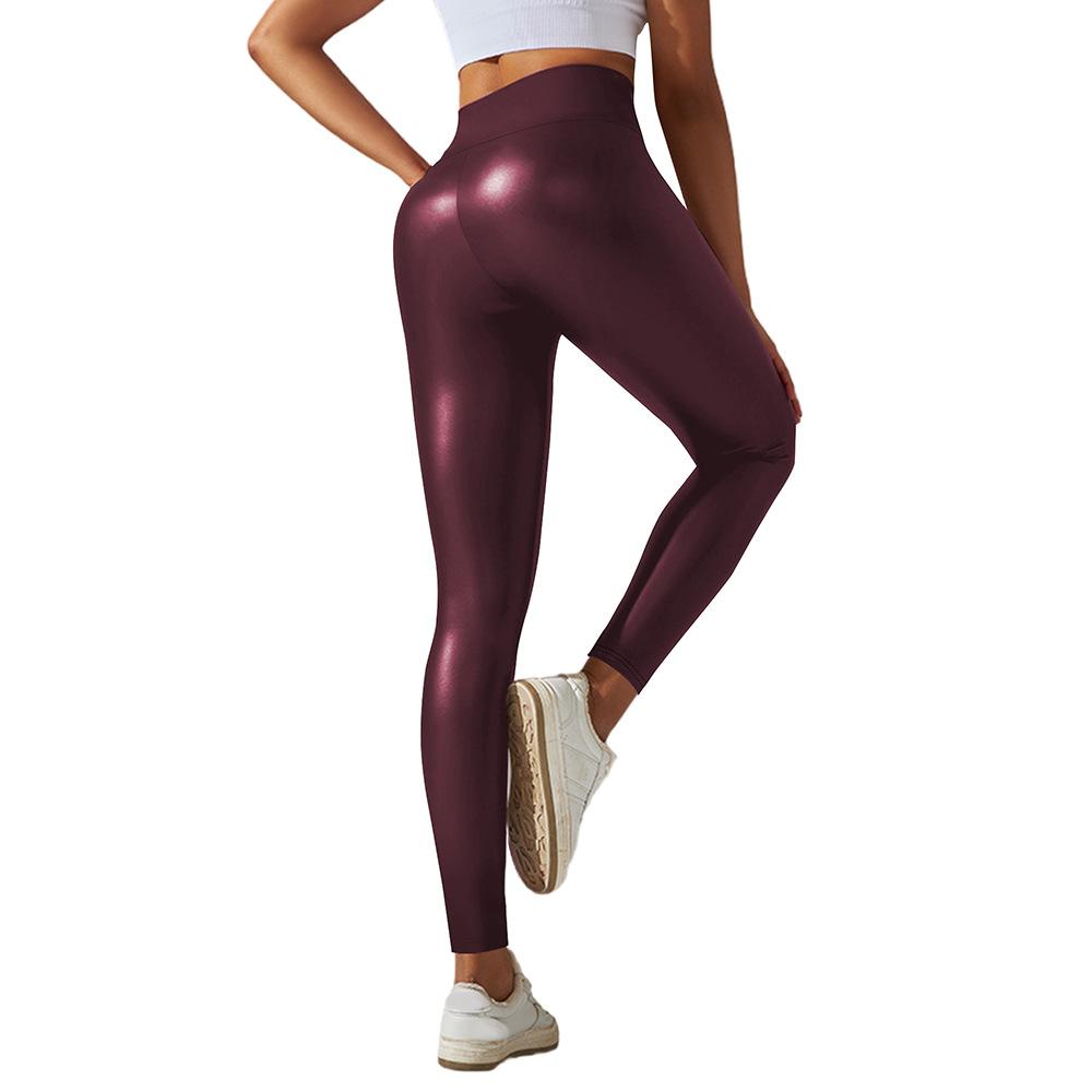 Modische Kunstleder-Leggings Lässig Slim-fit Sexy Enganliegend Schlankmachende PU-Sporthose für Damen
