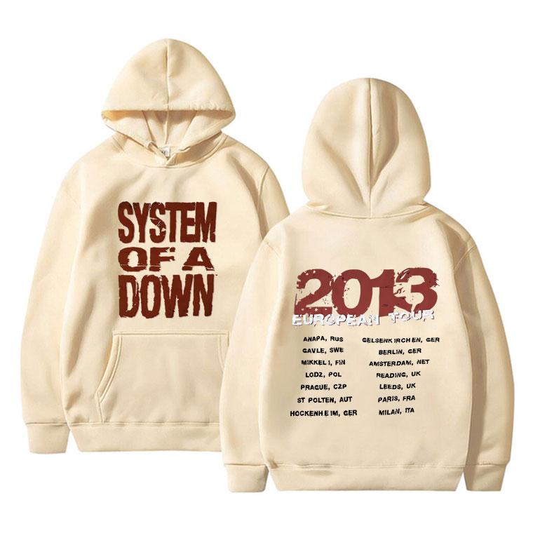 Limitiertes Rock Band System of A Down Europa-Tour 2013 Print Hoodie Herrenmode Sweatshirt Männer Vintage Alternative Metal Hoodies