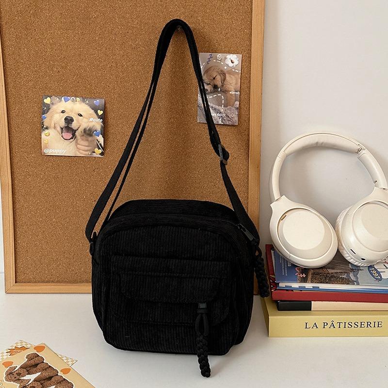 Corduroy spring new fashion solid color women's bag shoulder messenger bag campus fashion bag