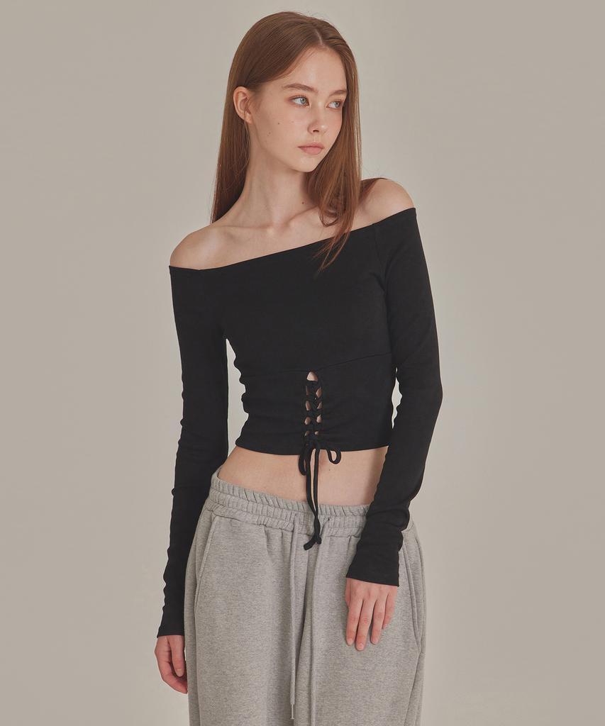 TOPGIRL Lace Up Corset Off Shoulder Top_T426Tp119