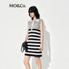 MO&Co. Linen Blend Striped Polo Neck Sleeveless A-Line Dress