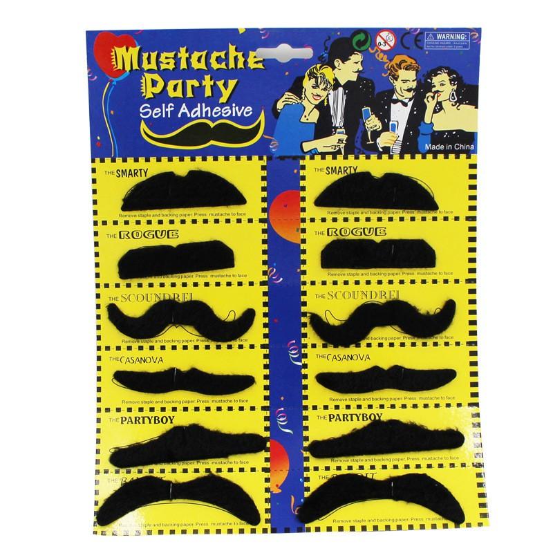 Funny Fake Mustache Set Costume Party Cosplay Halloween Facial Hair Accessories Men Women Kids