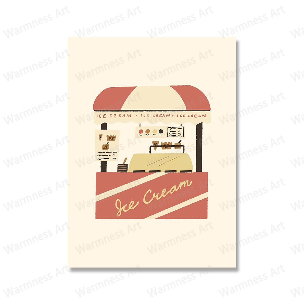 Abstract Flower Botanical Coffee Ice Cream Stand Canvas Painting Posters Nordic Wall Art Prints Living Room Home Decor Pictures