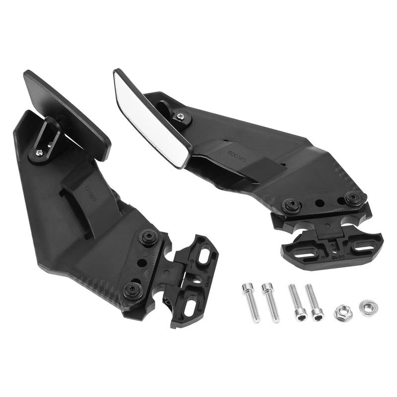 2Pcs Black Motorcycle Modified Wing Rearview Mirror Motorcycle Side Mirror Blade Wind Wing Adjustable Rotating Rearview Mirror