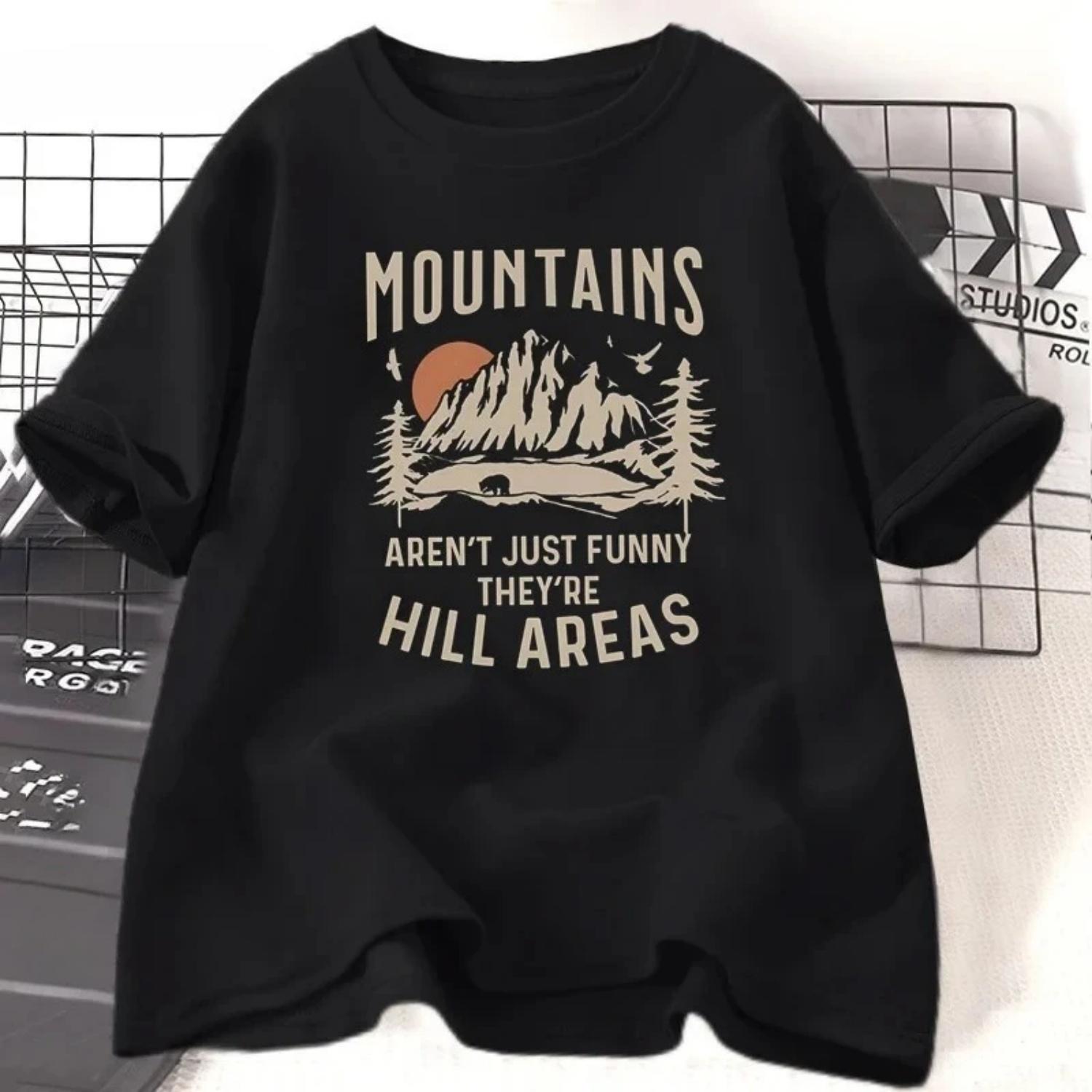 

Mountains Aren t Just Funny T-shirt Women Hiking and Camping T Shirt Set Sun Print Short Sleeve Tee Shirt Women Clothes XXXXXL чорний
