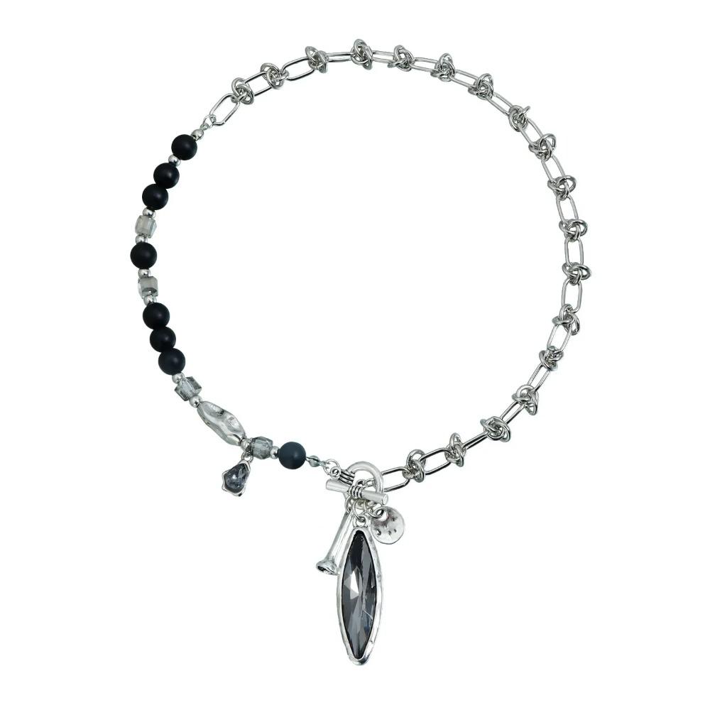 Oval Black Droplet Pendant Necklace with Irregular Beads Suitable for Women's Necklaces, Wedding Parties, Jewelry Gifts