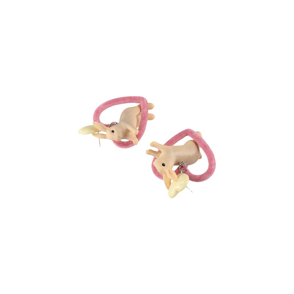 White Heart Rabbit Fashion Design Resin Jewelry Women Earrings Animal Earrings Korean Style Jewelry