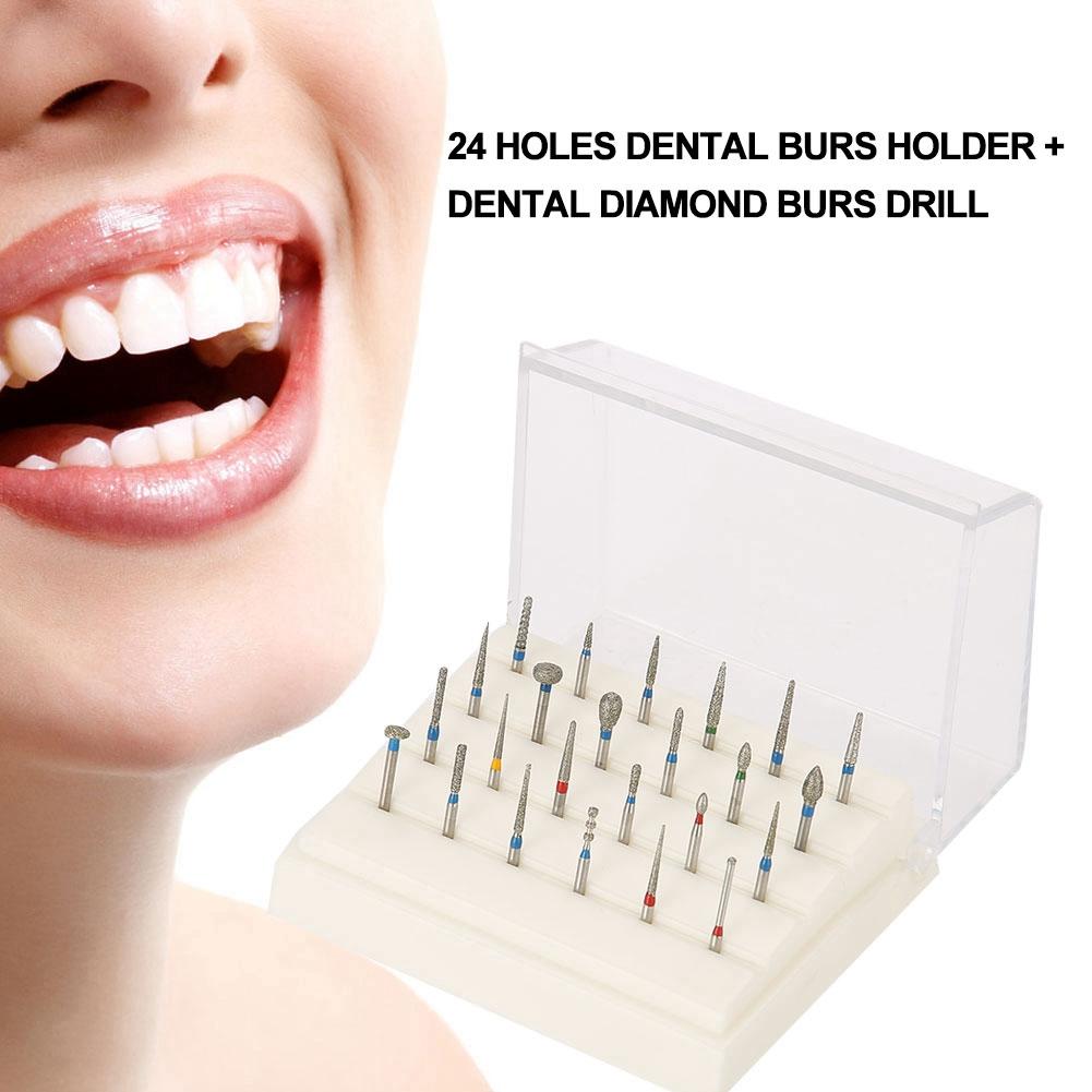 24 Holes Dental Burs Holder   Dental Diamond Burs Drill High Speed Block Box Dental Tool