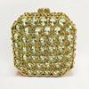 Green Rhinestone Evening Bag Pink/White Clear Gold Square Hard Metal Wedding Bridal Party Crystal Hanbag Minaudiere Purse
