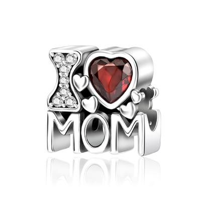 Ahthen Real Copper Beads I Love Mom Dangle Charm Fit Snake Chain Bracelets Necklaces Ladies' Choice Making Fine Jewelry
