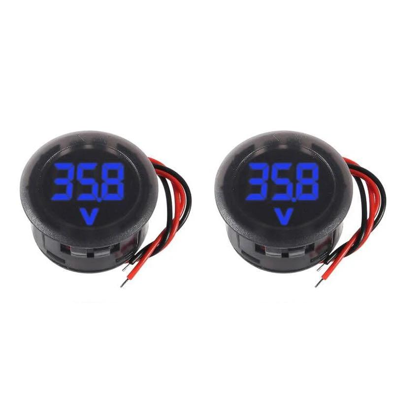 2/4pcs DC 4-100V Car Voltage Gauge LED Digital Display 12V 24V Waterproof Voltmeter Round Voltage Meter Volt Detector Tester