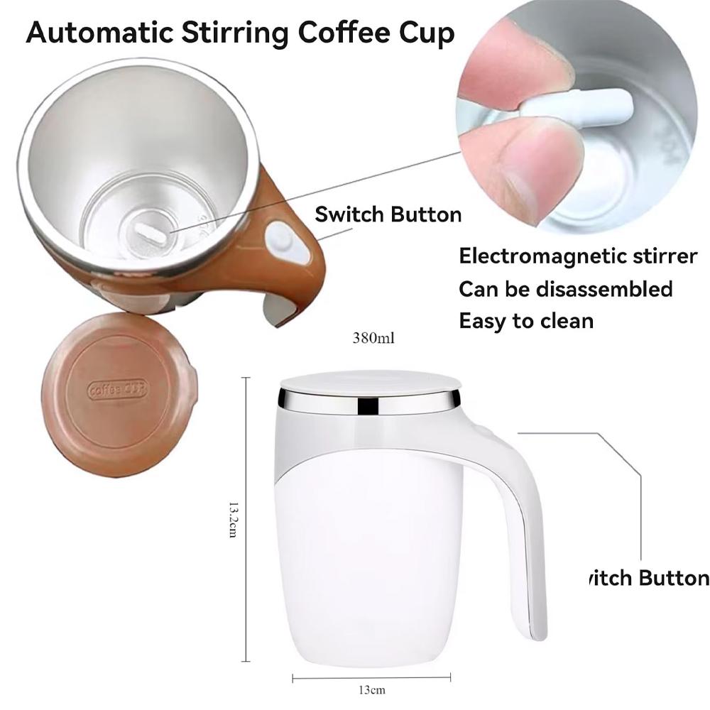 Automatic Stirring Cup12Ounces with USB Charging Cable Magnetic Stirring Coffee Cup Easy To Clean for Office/Kitchen/Travel/Home