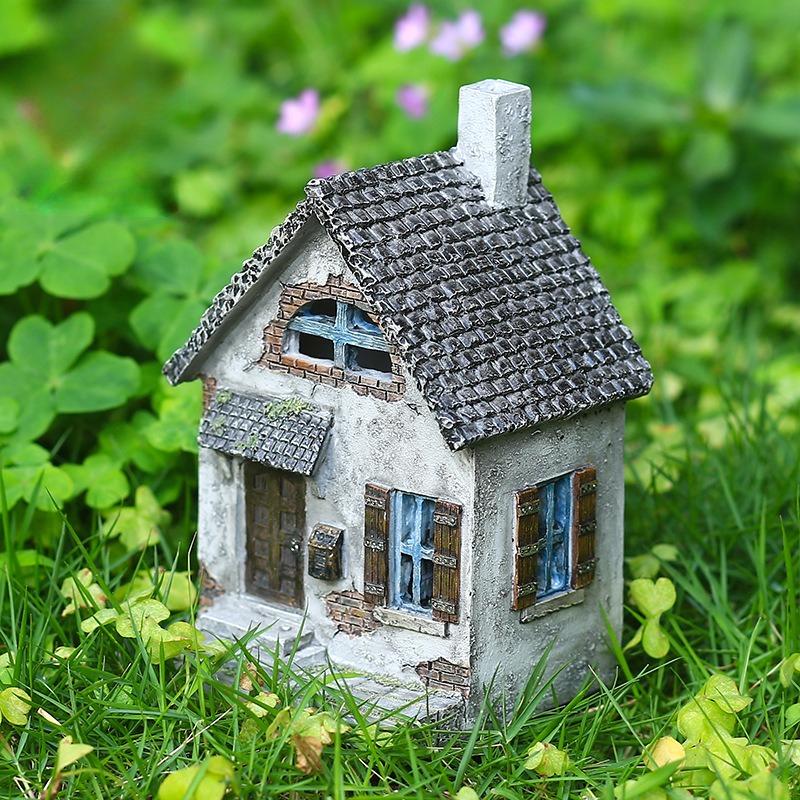 Fairy Tale World Dwarf House Witch Castle Tree House Sculpture Resin Craft Outdoor Garden Patio Lawn Home Decoration Accessories