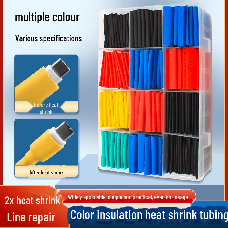 Tube thermorétractable ignifuge pour la protection du câblage domestique. 127 pieces, 2 times shrinkage noir